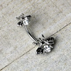 Clear Gem Bees Beautiful Insect Double Mount Belly Ring 13 Clear Gem Bees Beautiful Insect Double Mount Belly Ring -Body Jewelry Store 75505 CL.otherimage5