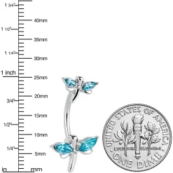 Blue Gem Simple Stylized Dragonfly Double Mount Belly Ring 10 Blue Gem Simple Stylized Dragonfly Double Mount Belly Ring -Body Jewelry Store 75506 AQ.otherimage2