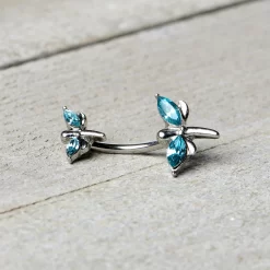 Blue Gem Simple Stylized Dragonfly Double Mount Belly Ring 12 Blue Gem Simple Stylized Dragonfly Double Mount Belly Ring -Body Jewelry Store 75506 AQ.otherimage4