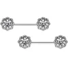 14 Gauge 9/16 Clear Gem Epic Fabulous Flower Barbell Nipple Ring Set