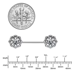 14 Gauge 9/16 Clear Gem Epic Fabulous Flower Barbell Nipple Ring Set -Body Jewelry Store 75540.otherimage2