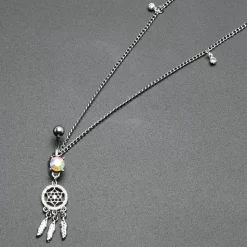 Clear Aurora Gem Southwest Dreamcatcher Dangle Belly Ring Belly Chain -Body Jewelry Store 75642.otherimage6