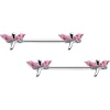 14 Gauge 5/8 Pink Gem Simple Styled Dragonfly Barbell Nipple Ring Set