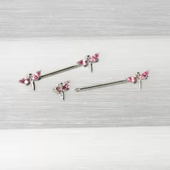 14 Gauge 5/8 Pink Gem Simple Styled Dragonfly Barbell Nipple Ring Set 13 14 Gauge 5/8 Pink Gem Simple Styled Dragonfly Barbell Nipple Ring Set -Body Jewelry Store 75655 PK.otherimage5