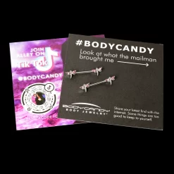 14 Gauge 5/8 Pink Gem Simple Styled Dragonfly Barbell Nipple Ring Set 15 14 Gauge 5/8 Pink Gem Simple Styled Dragonfly Barbell Nipple Ring Set -Body Jewelry Store 75655 PK.otherimage7