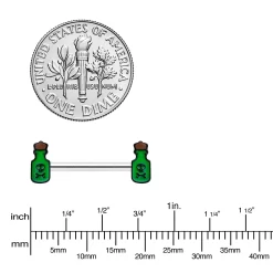 14 Gauge 9/16 Poison Green Bottle Glow In Dark Barbell Nipple Ring Set -Body Jewelry Store 75670.otherimage3