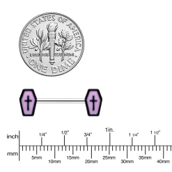 14 Gauge 9/16 Creepy Coffin Lt Purple Glow In The Dark Nipple Ring Set -Body Jewelry Store 75671.otherimage3