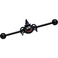 Body Jewelry Store 36 14 Gauge Black Halloween Smiling Witch Spider Industrial Barbell 38mm