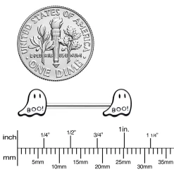14 Gauge 9/16 Halloween Ghost Glow In The Dark Barbell Nipple Ring Set -Body Jewelry Store 75711.otherimage3
