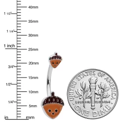 Autumn Acorn Face Brown Fall Double Mount Belly Ring -Body Jewelry Store 75727.otherimage2