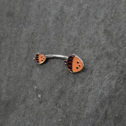 Autumn Acorn Face Brown Fall Double Mount Belly Ring -Body Jewelry Store 75727.otherimage3