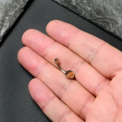 Autumn Acorn Face Brown Fall Double Mount Belly Ring -Body Jewelry Store 75727.otherimage6