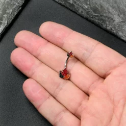 Autumn Tricolor Maple Leaves Red Green Orange Double Mount Belly Ring -Body Jewelry Store 75728.otherimage6