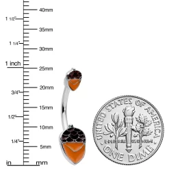 Autumn Acorn Brown Orange Fall Double Mount Belly Ring -Body Jewelry Store 75729.otherimage2