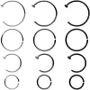 20 Gauge 12 Pack ASTM F-136 Titanium Hoop Nose Ring Septum Cartilage Ear Hoop Earring Set