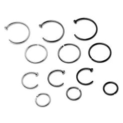 20 Gauge 12 Pack ASTM F-136 Titanium Hoop Nose Ring Septum Cartilage Ear Hoop Earring Set -Body Jewelry Store 75740.otherimage5