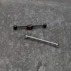 Gaby 14 Gauge Black Bat Heart Halloween Clear Industrial Barbell 38mm Set Of 2 -Body Jewelry Store 75790.otherimage3