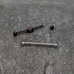 Gaby 14 Gauge Black Bat Heart Halloween Clear Industrial Barbell 38mm Set Of 2 -Body Jewelry Store 75790.otherimage4