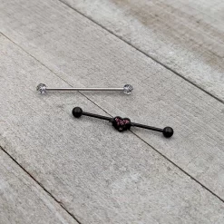 Gaby 14 Gauge Black Bat Heart Halloween Clear Industrial Barbell 38mm Set Of 2 -Body Jewelry Store 75790.otherimage5