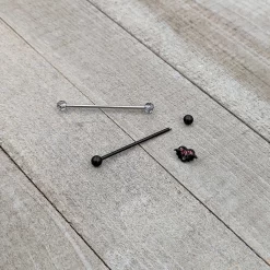 Gaby 14 Gauge Black Bat Heart Halloween Clear Industrial Barbell 38mm Set Of 2 -Body Jewelry Store 75790.otherimage6