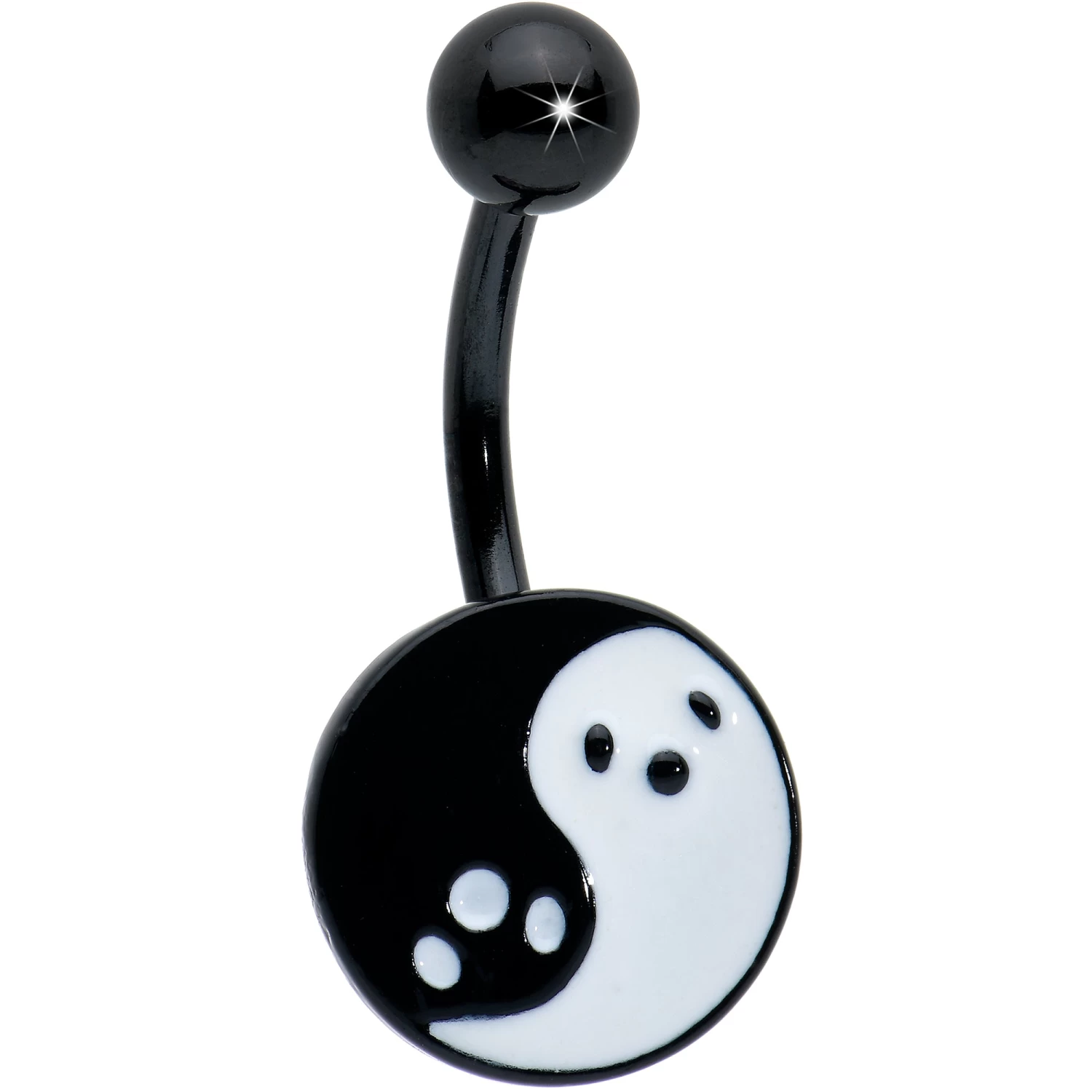 Gaby Black Yin Yang Ghost Glow In Dark Halloween Clear Belly Ring Set Of 3 2 Gaby Black Yin Yang Ghost Glow In Dark Halloween Clear Belly Ring Set Of 3 - Image 2
