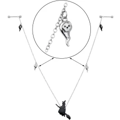 14 Gauge 9/16 Creepy Ghosts Witch Halloween Dangle Nipple Chain Set 10 14 Gauge 9/16 Creepy Ghosts Witch Halloween Dangle Nipple Chain Set -Body Jewelry Store 75801.otherimage4