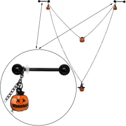 14 Gauge 9/16 Black Witchy Pumpkin Halloween Double Nipple Chain -Body Jewelry Store 75802.otherimage3