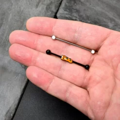 Gaby 14 Gauge Black Halloween Boo Glow In Dark Industrial Barbell Set Of 2 -Body Jewelry Store 75871.otherimage7