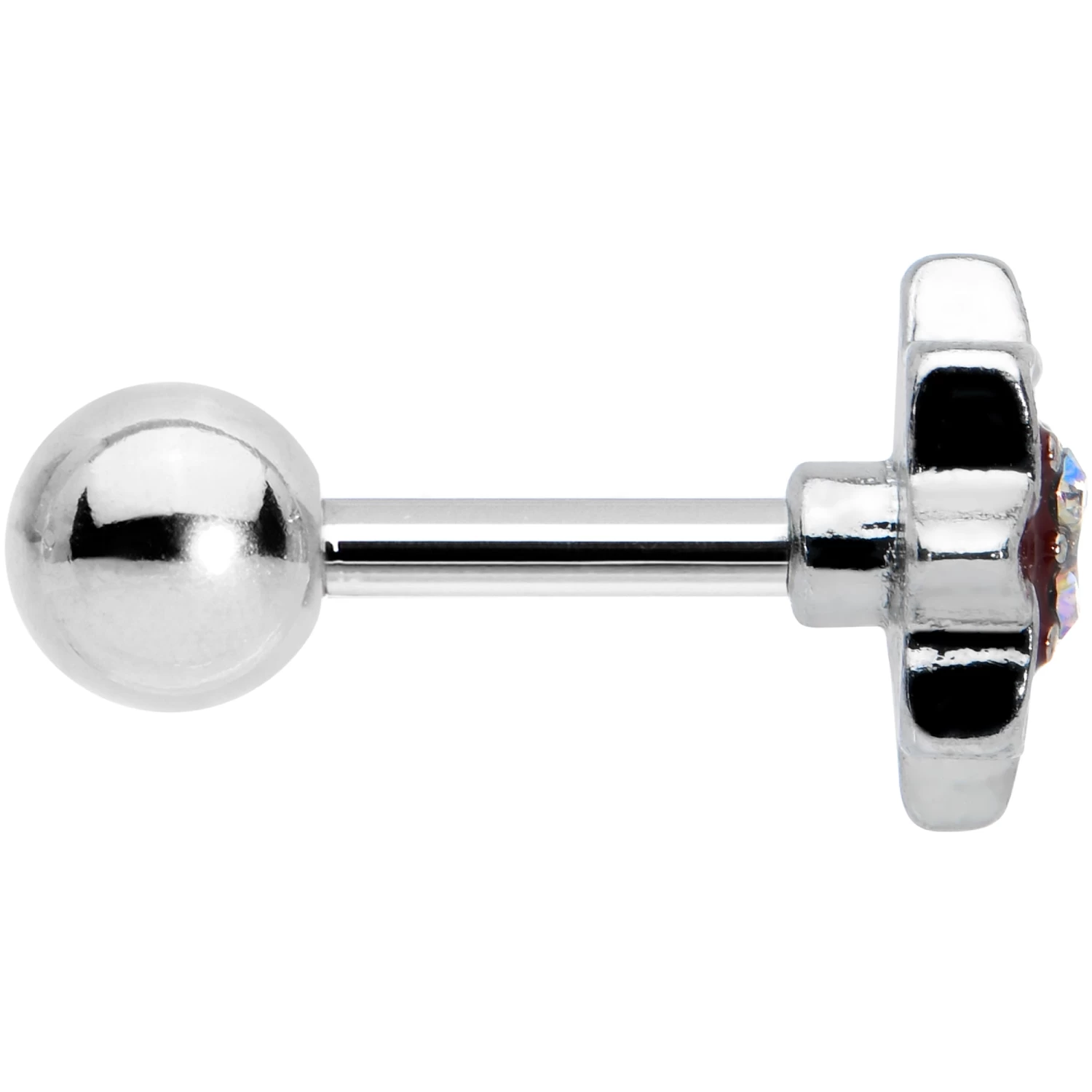 16 Gauge 1/4 Aurora Gem Poinsettia Flower Cartilage Tragus Earring 3 16 Gauge 1/4 Aurora Gem Poinsettia Flower Cartilage Tragus Earring - Image 3