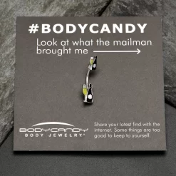 Champagne Bottle Flute Yellow Holiday Double Mount Belly Ring -Body Jewelry Store 75922.otherimage3