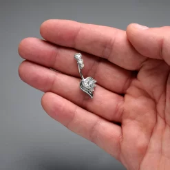 Gaby Clear CZ Gem Triple Drop Flare Heart Valentine Double Mount Belly Ring 13 Gaby Clear CZ Gem Triple Drop Flare Heart Valentine Double Mount Belly Ring -Body Jewelry Store 75993 CL.otherimage5