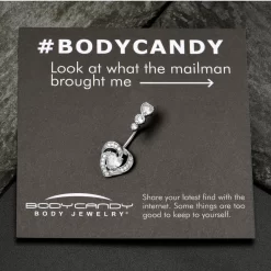 Gaby Clear CZ Gem Triple Drop Swirl Heart Valentine Double Mount Belly Ring -Body Jewelry Store 75994 CL.otherimage5