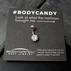 Clear CZ Gem Rose Gold Tone Luxury Sun Splash Belly Ring 13 Clear CZ Gem Rose Gold Tone Luxury Sun Splash Belly Ring -Body Jewelry Store 76036 RD.otherimage5