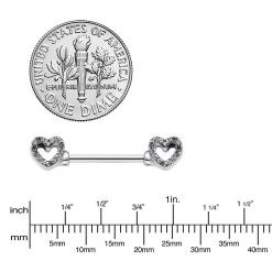 14 Gauge 9/16 Clear Gem Open Heart Valentine Barbell Nipple Ring Set 10 14 Gauge 9/16 Clear Gem Open Heart Valentine Barbell Nipple Ring Set -Body Jewelry Store 76072.otherimage2