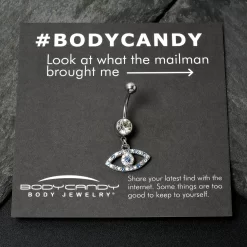 Blue Clear Gem Wide Eye Dangle Belly Ring -Body Jewelry Store 76151 BL.otherimage4