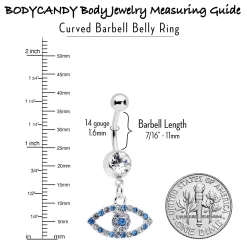Blue Clear Gem Wide Eye Dangle Belly Ring -Body Jewelry Store 76151 BL.otherimage5