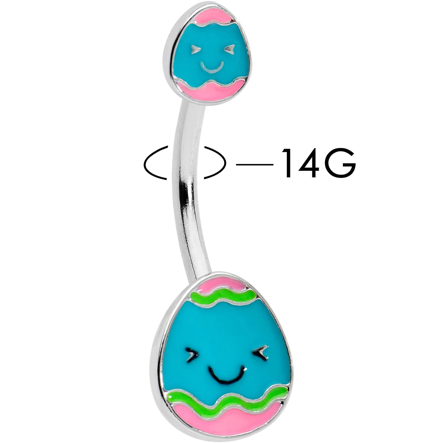 Blue Pink Celebration Easter Egg Double Mount Belly Ring 2 Blue Pink Celebration Easter Egg Double Mount Belly Ring - Image 2
