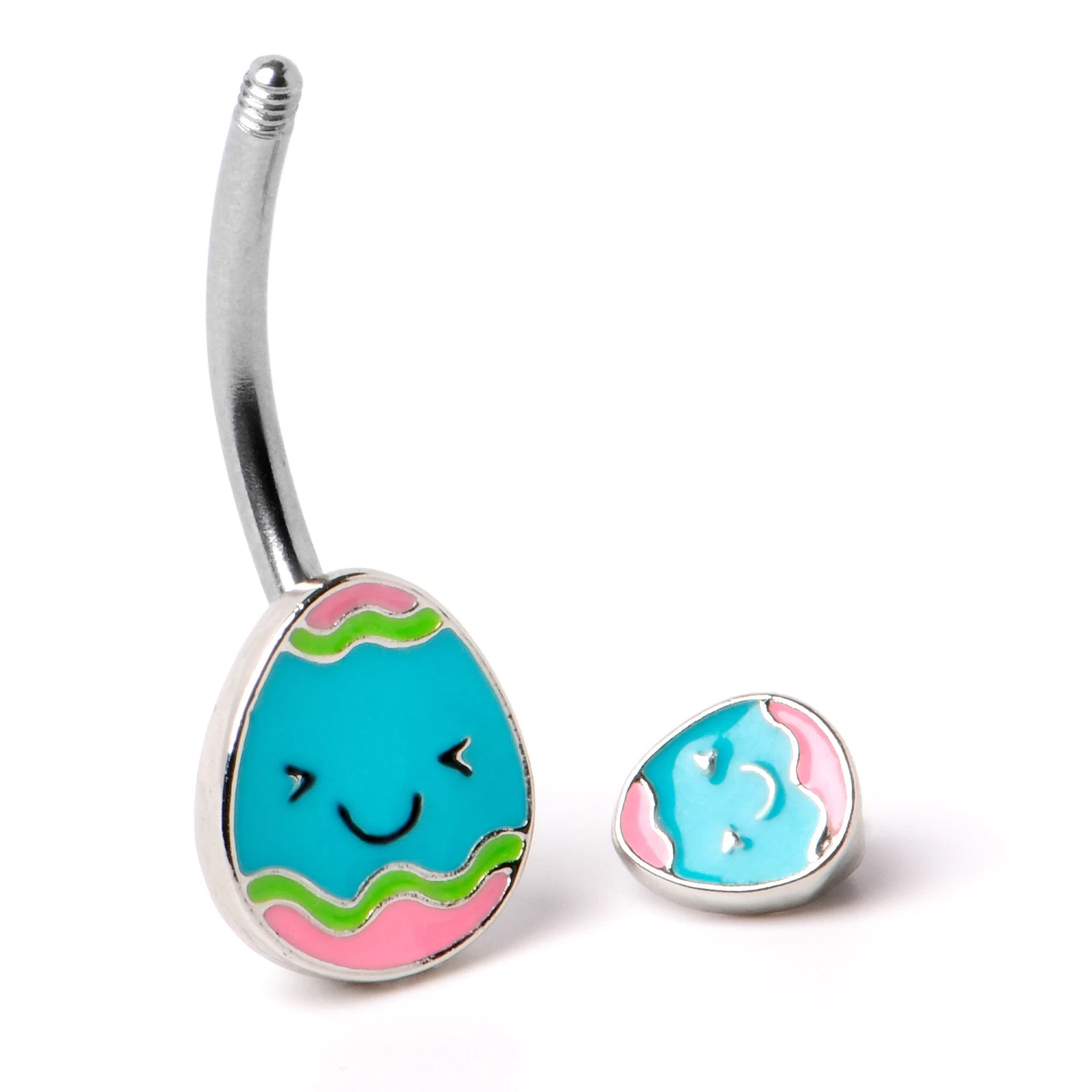 Blue Pink Celebration Easter Egg Double Mount Belly Ring 5 Blue Pink Celebration Easter Egg Double Mount Belly Ring - Image 5