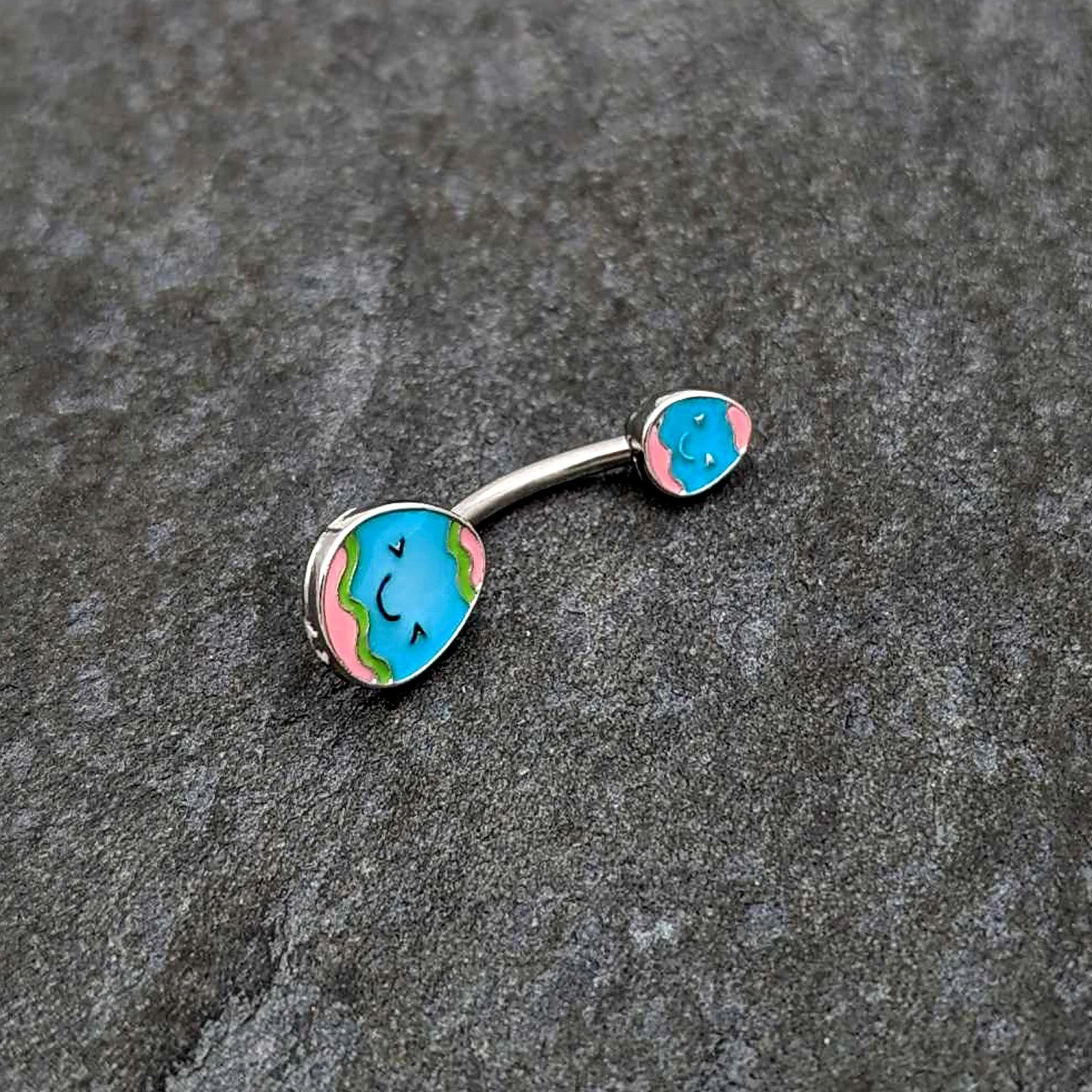 Blue Pink Celebration Easter Egg Double Mount Belly Ring 6 Blue Pink Celebration Easter Egg Double Mount Belly Ring - Image 6