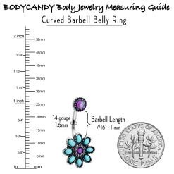 Blue Faux Opal Flower Teal Petals Double Mount Belly Ring 12 Blue Faux Opal Flower Teal Petals Double Mount Belly Ring -Body Jewelry Store 76172.otherimage4