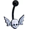 Gaby Black Winged Skull Glitter Belly Ring
