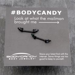 14 Gauge 9/16 Black Subtle Bat Barbell Nipple Ring Set -Body Jewelry Store 76358.otherimage7