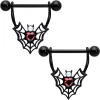 Gaby 14 Gauge 11/16 Red Gem Black Gothic Bat Heart Nipple Shield Set