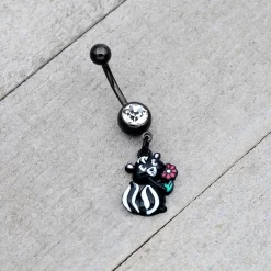 Clear Gem Black Funky Skunk Dangle Belly Ring -Body Jewelry Store 76447.otherimage2