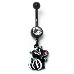 Clear Gem Black Funky Skunk Dangle Belly Ring -Body Jewelry Store 76447.otherimage3