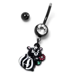 Clear Gem Black Funky Skunk Dangle Belly Ring -Body Jewelry Store 76447.otherimage4