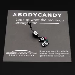 Clear Gem Black Funky Skunk Dangle Belly Ring -Body Jewelry Store 76447.otherimage7