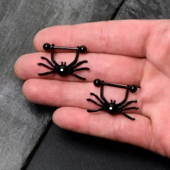 Gaby 14 Gauge 9/16 Black Leggy Spiders Nipple Shield Set -Body Jewelry Store 76558.otherimage2