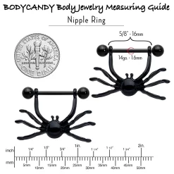 Gaby 14 Gauge 9/16 Black Leggy Spiders Nipple Shield Set -Body Jewelry Store 76558.otherimage3