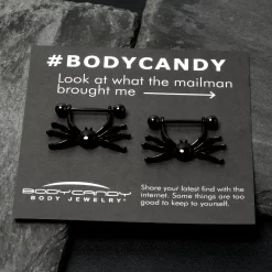 Gaby 14 Gauge 9/16 Black Leggy Spiders Nipple Shield Set -Body Jewelry Store 76558.otherimage4